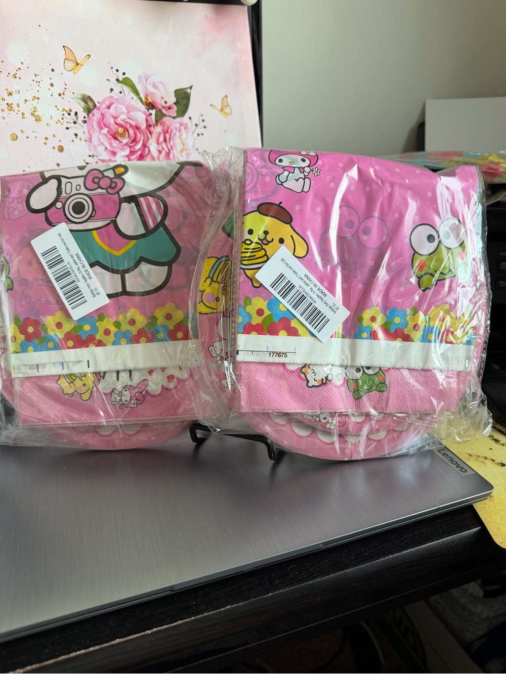 Pink Character-Print Disposable Party Tableware Set - Cute Kid-Friendly Design